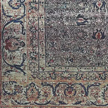 8' X 10' Blue and Brown Oriental Power Loom Distressed Washable Non Skid Area Rug