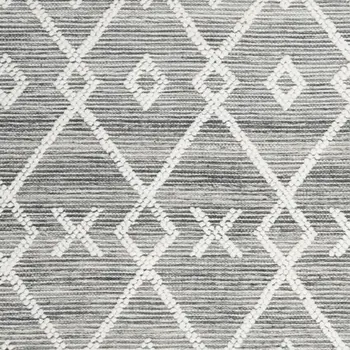 5' X 8' Gray and Ivory Geometric Hand Woven Area Rug With Fringe