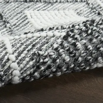 5' X 8' Gray and Ivory Geometric Flatweave Handmade Area Rug With Fringe