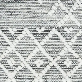 8' X 11' Gray and Ivory Geometric Hand Woven Area Rug With Fringe