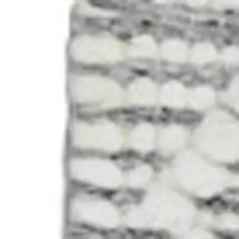 8' Gray and Ivory Geometric Hand Woven Runner Rug With Fringe