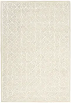 4' X 6' Ivory and Tan Geometric Hand Tufted Area Rug