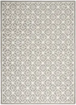 4' X 6' Gray and Ivory Geometric Hand Tufted Area Rug