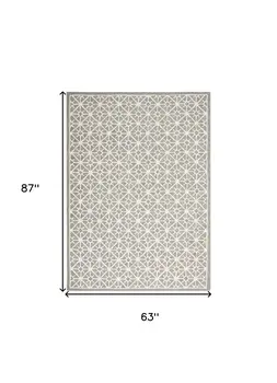 5' X 7' Gray and Ivory Geometric Hand Tufted Area Rug