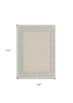 4' X 6' Gray And Ivory Striped Area Rug