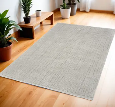 4' X 6' Gray and Silver Abstract Power Loom Area Rug
