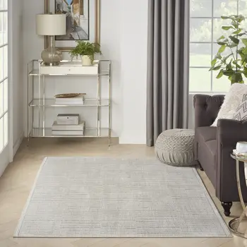4' X 6' Gray and Silver Abstract Power Loom Area Rug