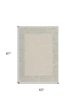 5' X 7' Gray And Ivory Striped Area Rug