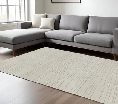6' X 9' Gray And Ivory Abstract Area Rug