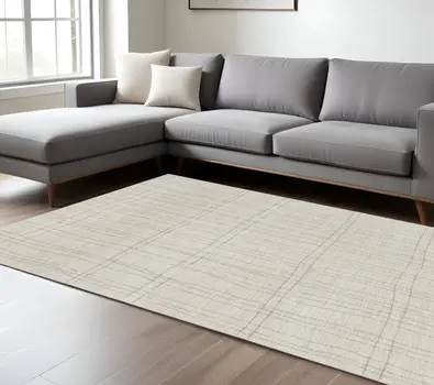 6' X 9' Gray And Ivory Abstract Area Rug