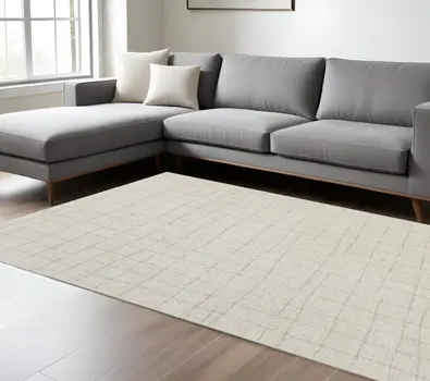 8' X 10' Gray And Ivory Abstract Area Rug
