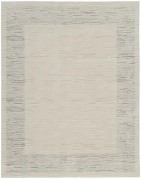 8' X 10' Ivory and Gray Abstract Power Loom Area Rug