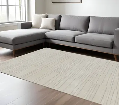 8' X 10' Gray And Ivory Abstract Area Rug