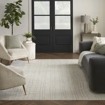 8' X 10' Gray And Ivory Abstract Area Rug