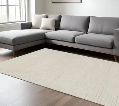 8' X 10' Gray And Ivory Abstract Area Rug