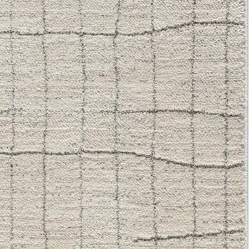 8' Gray And Ivory Abstract Runner Rug