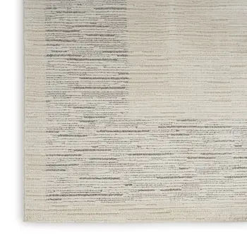 8' Gray And Ivory Striped Runner Rug