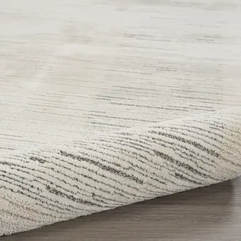 8' Gray And Ivory Abstract Runner Rug