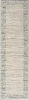 8' Gray And Ivory Striped Runner Rug