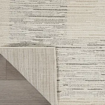 8' Gray And Ivory Striped Runner Rug