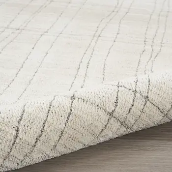 8' Gray And Ivory Abstract Runner Rug
