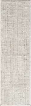 8' Gray And Silver Abstract Runner Rug
