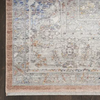 3' X 5' Brown and Blue Oriental Power Loom Distressed Area Rug