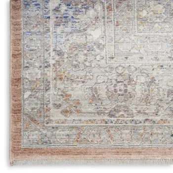 3' X 5' Brown and Blue Oriental Power Loom Distressed Area Rug