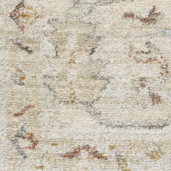3' X 5' Beige and Blue Oriental Power Loom Distressed Area Rug With Fringe