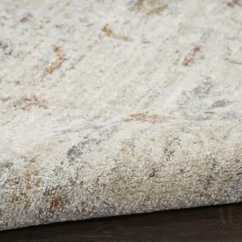 3' X 5' Beige and Ivory Oriental Power Loom Distressed Area Rug With Fringe