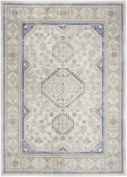7' X 9' Blue and Gray Medallion Power Loom Area Rug