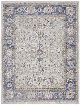 8' X 10' Blue and Gray Oriental Power Loom Area Rug