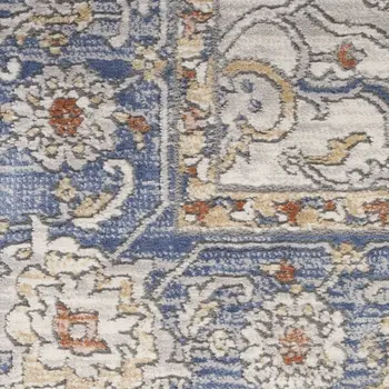 8' X 10' Blue and Gray Oriental Power Loom Area Rug