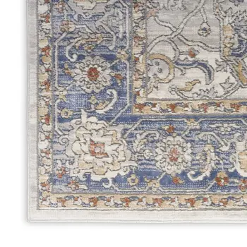 8' X 10' Blue and Gray Oriental Power Loom Area Rug