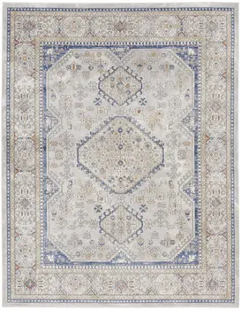 8' X 10' Blue and Gray Medallion Power Loom Area Rug
