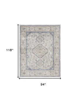 8' X 10' Blue and Gray Medallion Power Loom Area Rug