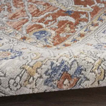 8' X 10' Gray and Red Oriental Power Loom Area Rug