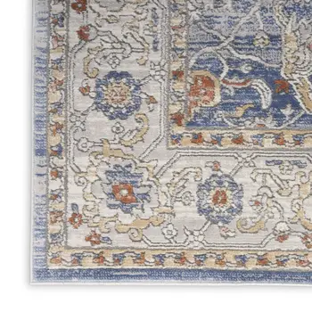 8' X 10' Blue and Gray Oriental Power Loom Area Rug