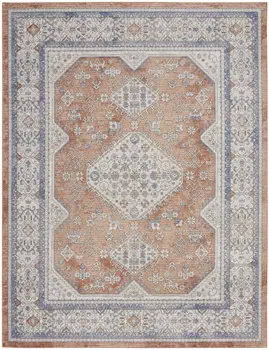 8' X 10' Beige and Bronze Oriental Power Loom Area Rug