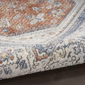 8' X 10' Beige and Bronze Oriental Power Loom Area Rug