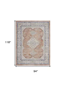 8' X 10' Beige and Bronze Oriental Power Loom Area Rug