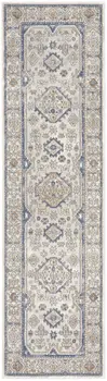 8' Blue And Gray Medallion Runner Rug