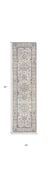 8' Blue And Gray Medallion Runner Rug