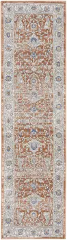 8' Gray And Red Oriental Runner Rug