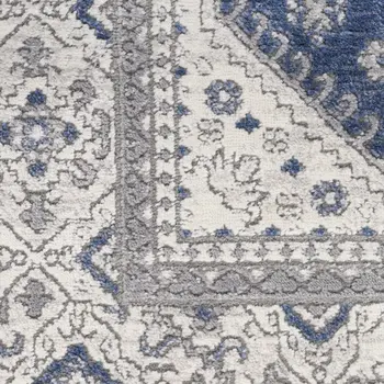 8' Blue And Gray Medallion Runner Rug