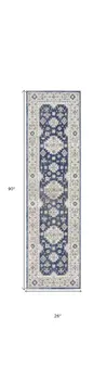 8' Blue And Gray Medallion Runner Rug