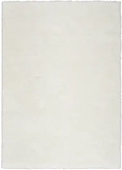 5' X 7' Ivory Shag Power Loom Area Rug