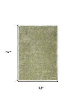 5' X 7' Green Shag Power Loom Area Rug