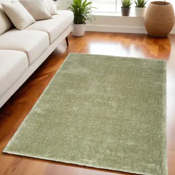 5' X 7' Green Shag Power Loom Area Rug