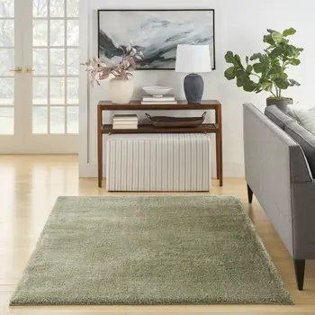 5' X 7' Green Shag Power Loom Area Rug
